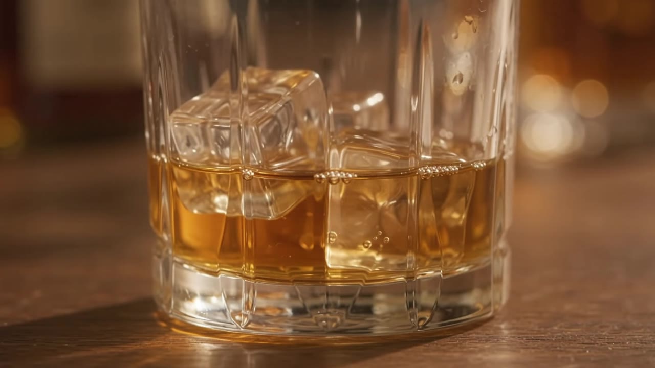 Google Gemini Omni: Ice melting in whisky