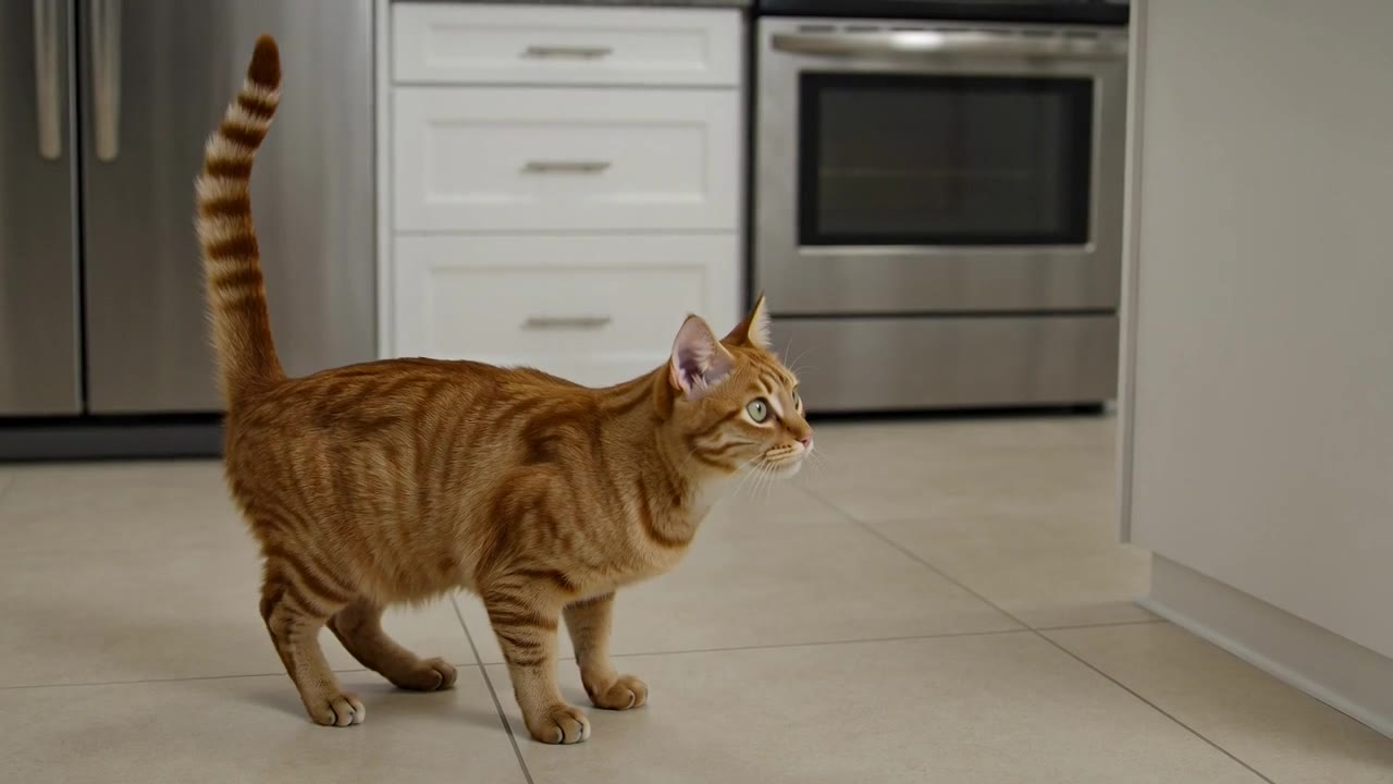 Grok Video: Cat jumping to a counter
