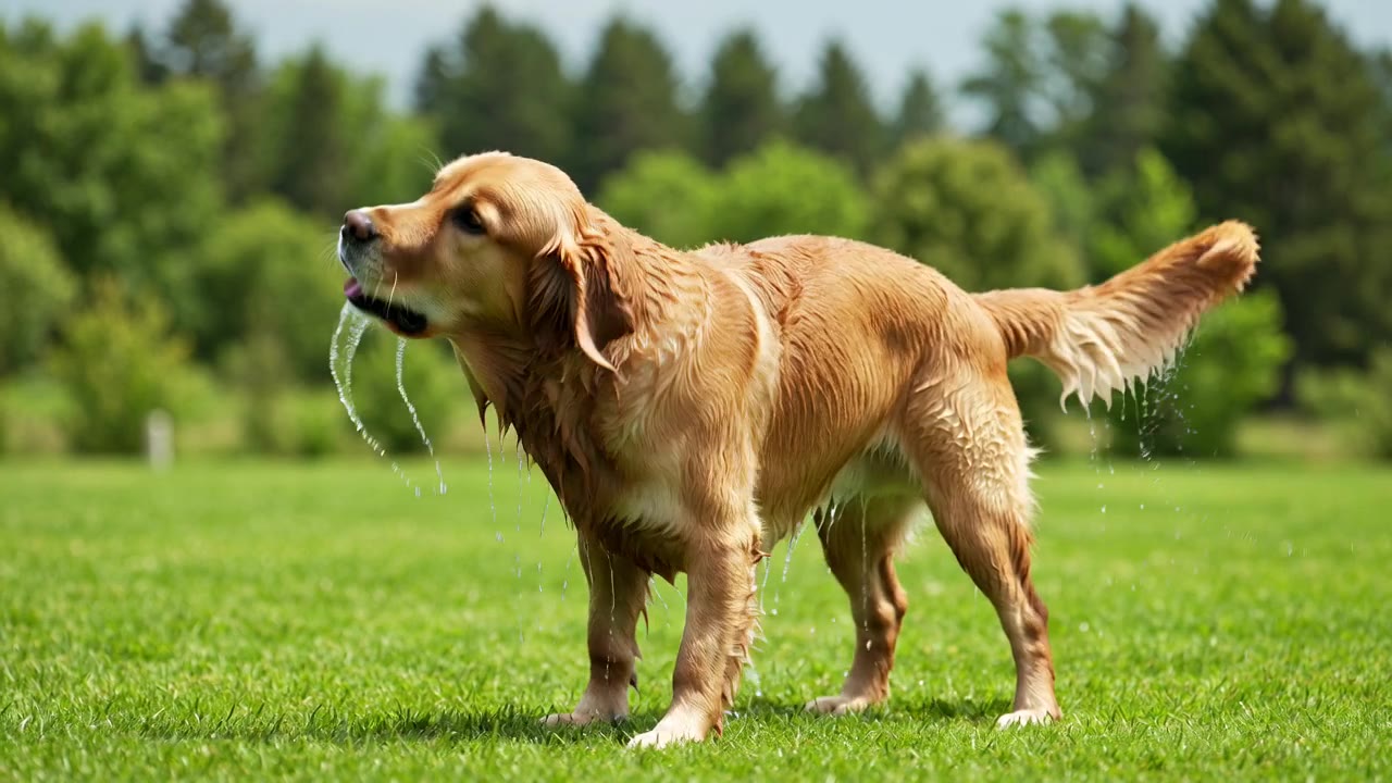 Grok Video: Dog shaking off water
