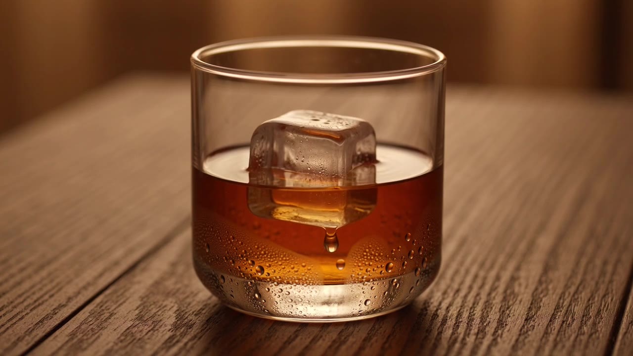 Grok Video: Ice melting in whisky