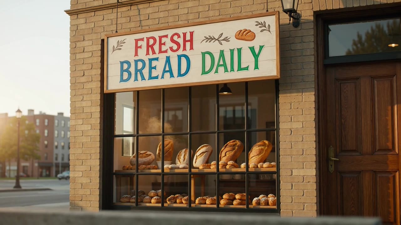 Grok Video: Bakery sign