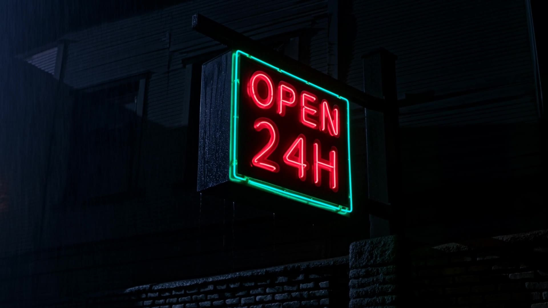 MiniMax Hailuo 02: Neon sign OPEN 24H