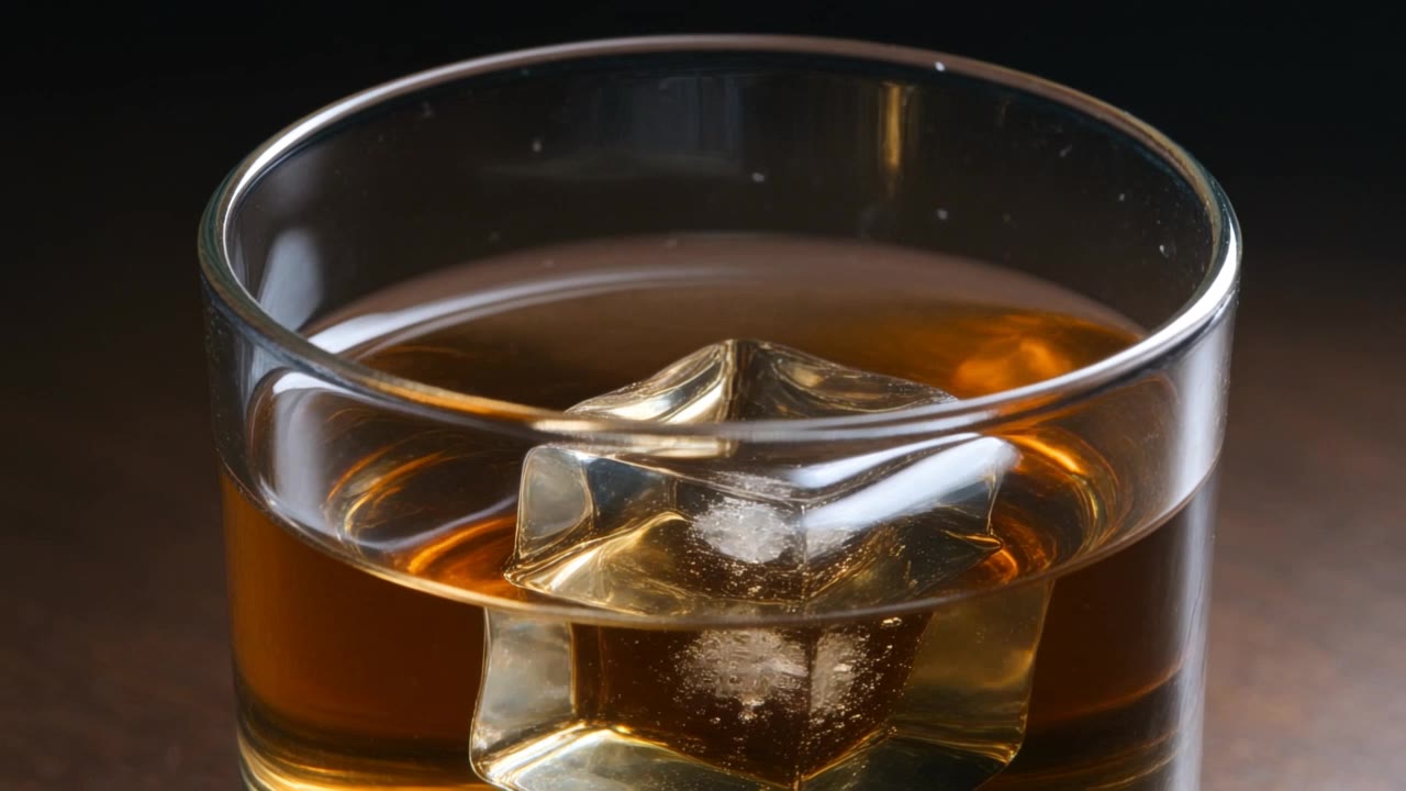 Kling 3.0 Turbo: Ice melting in whisky