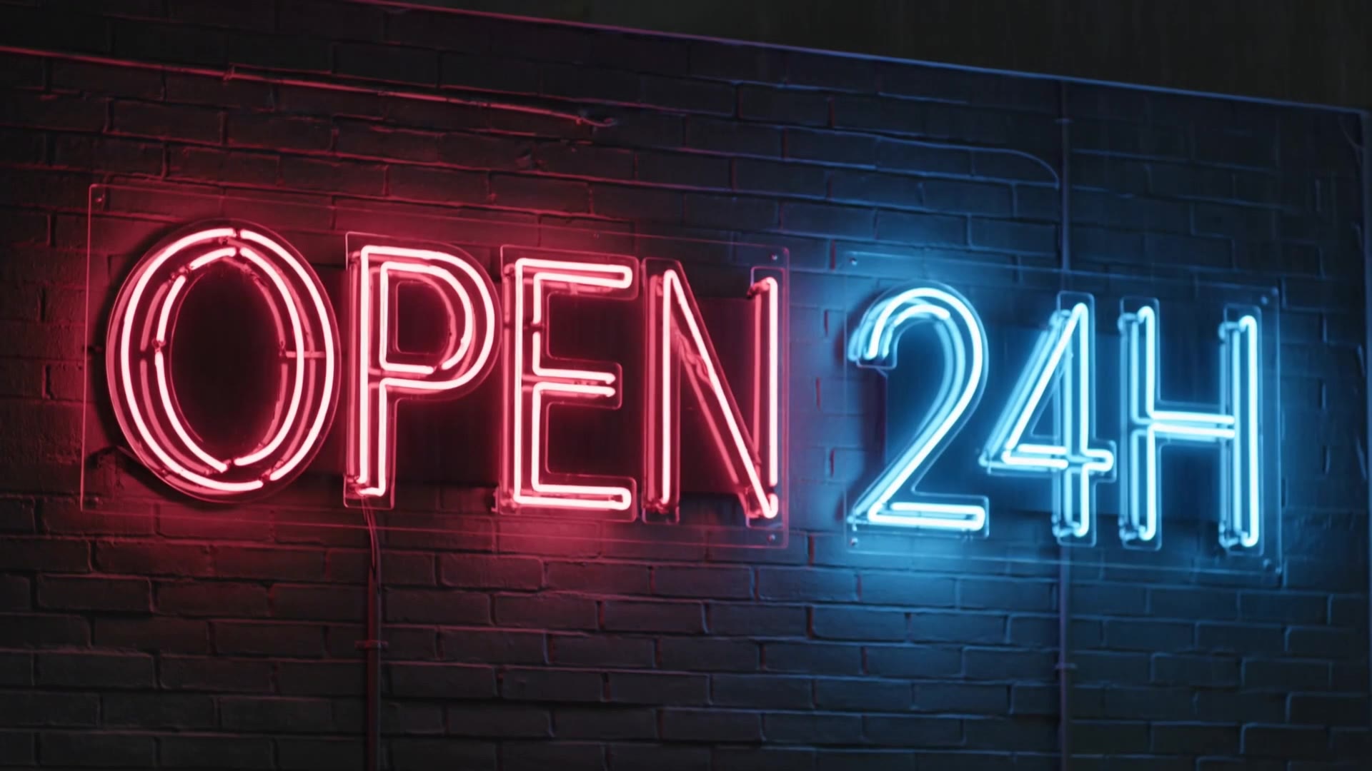 Kling 3.0: Neon sign OPEN 24H