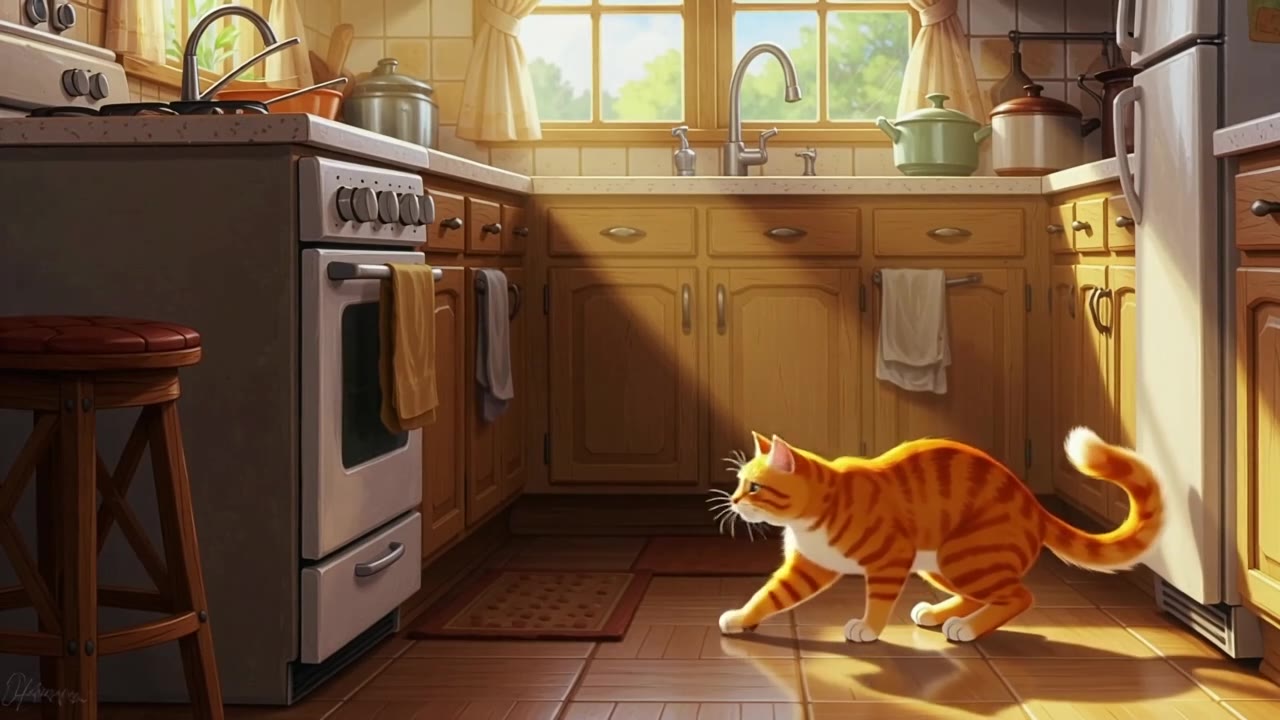 PixVerse v5.5: Cat jumping to a counter