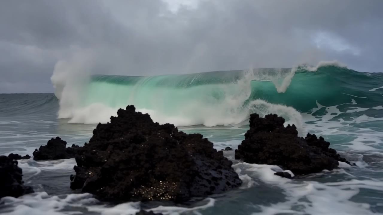 Runway Gen-4.5: Wave on rocks