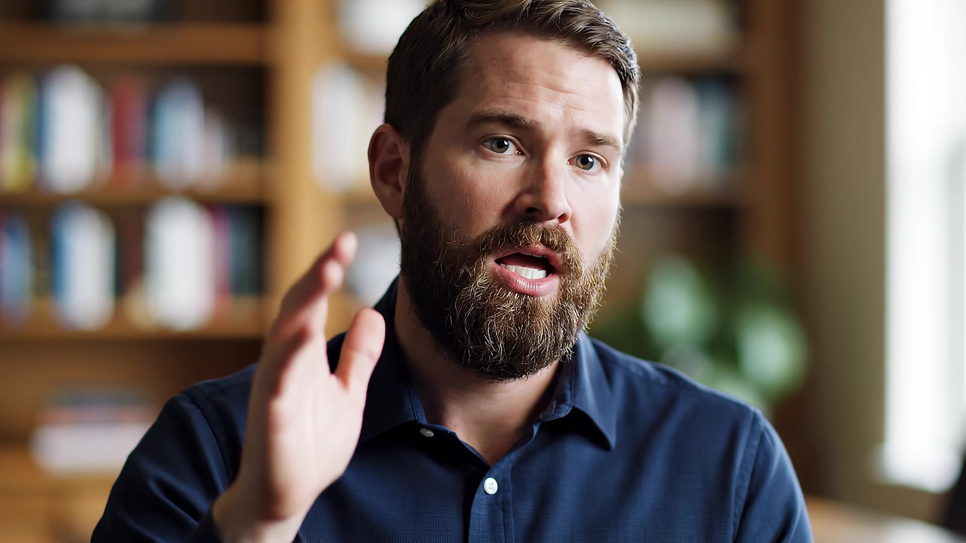 Google Veo 3.1: Bearded man, long line