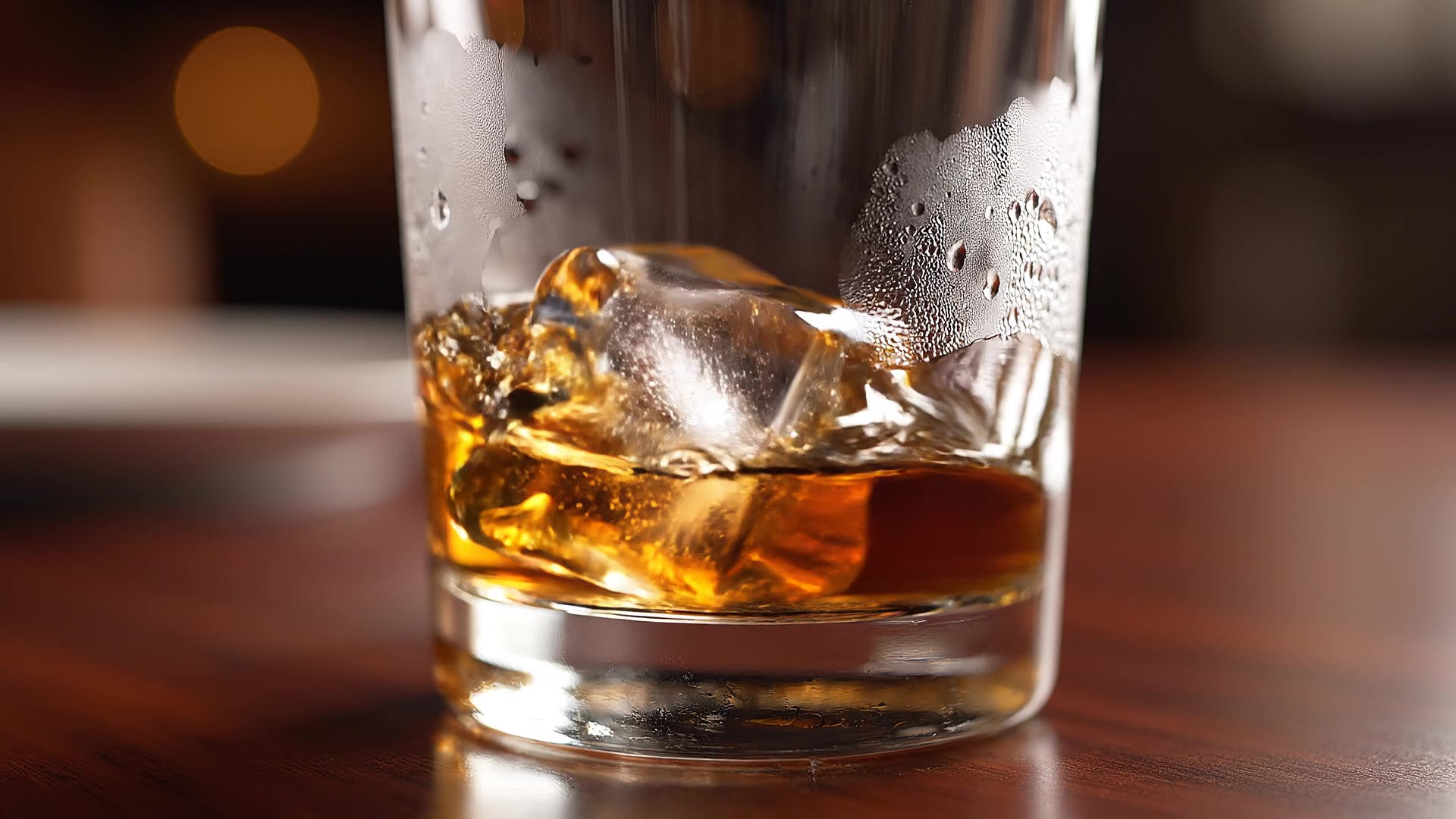 Google Veo 3.1: Ice melting in whisky