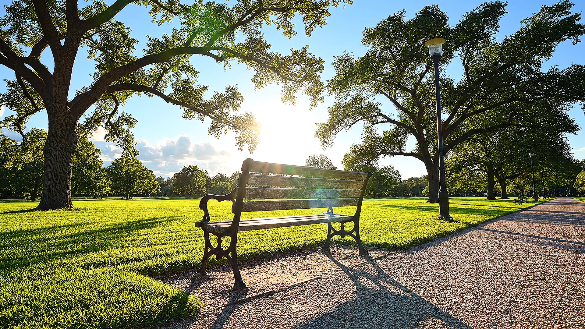 Google Veo 3.1: Same bench, day and dusk