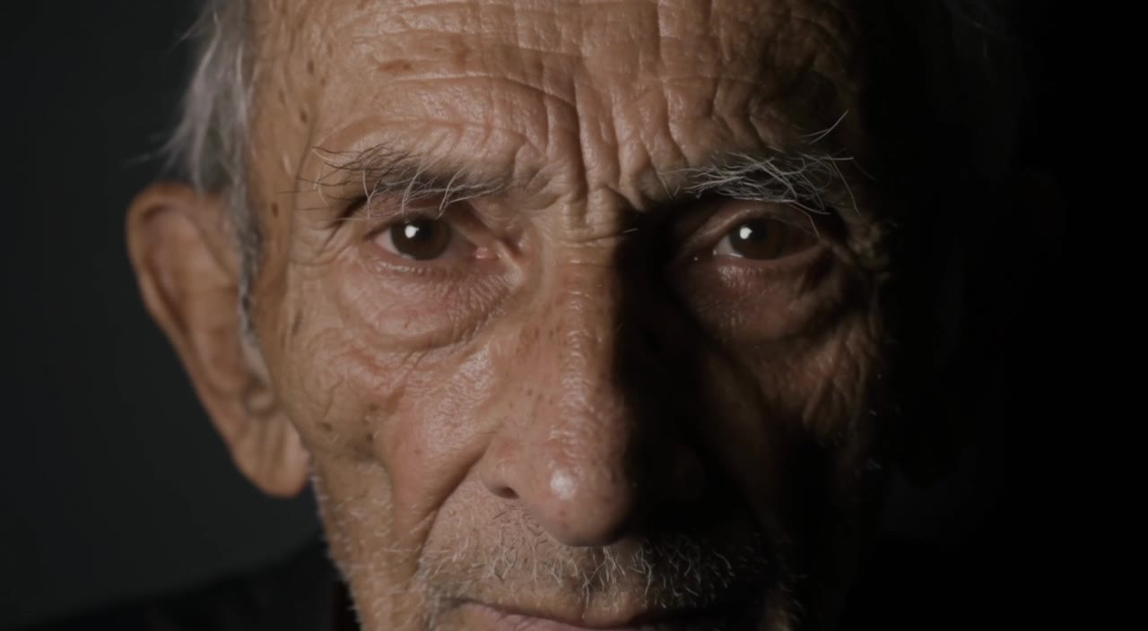 FLUX 3: Elderly portrait, slow blink
