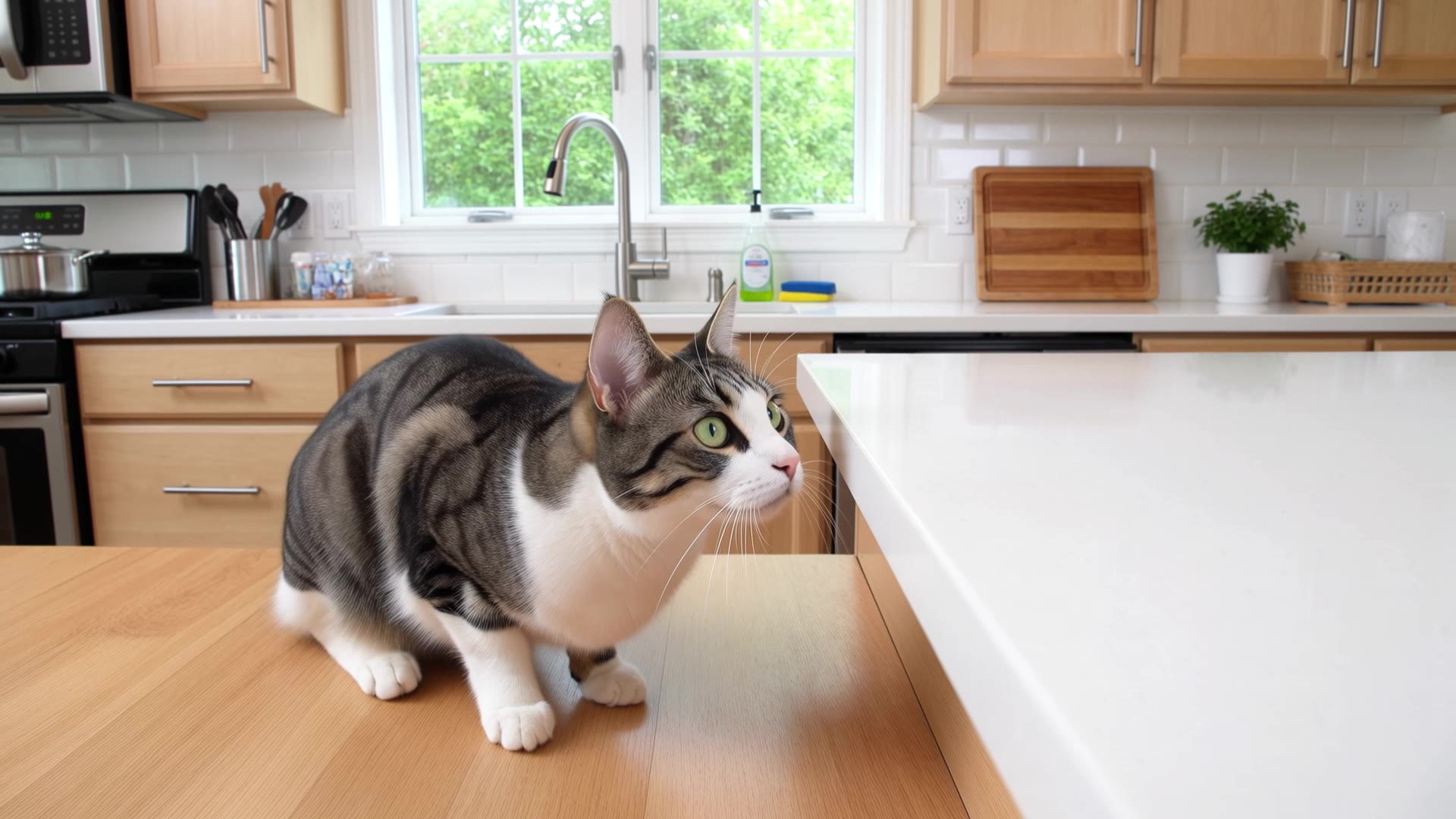 Kling 4.0: Cat jumping to a counter